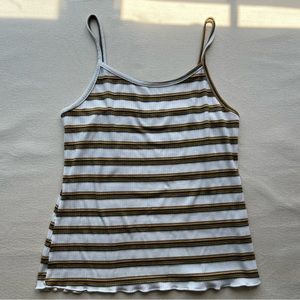 Free Kisses Womens White Striped Scalloped Tank Top